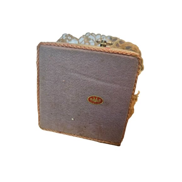 Davar Originals Vintage Porcelain Fabric Kitty Cat Music Box Taiwan Floral Lace - Picture 7 of 7